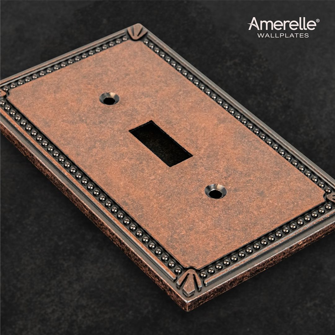 Imperial Bead Tumbled Aged Bronze Cast - 2 Toggle / 1 Duplex Wallplate