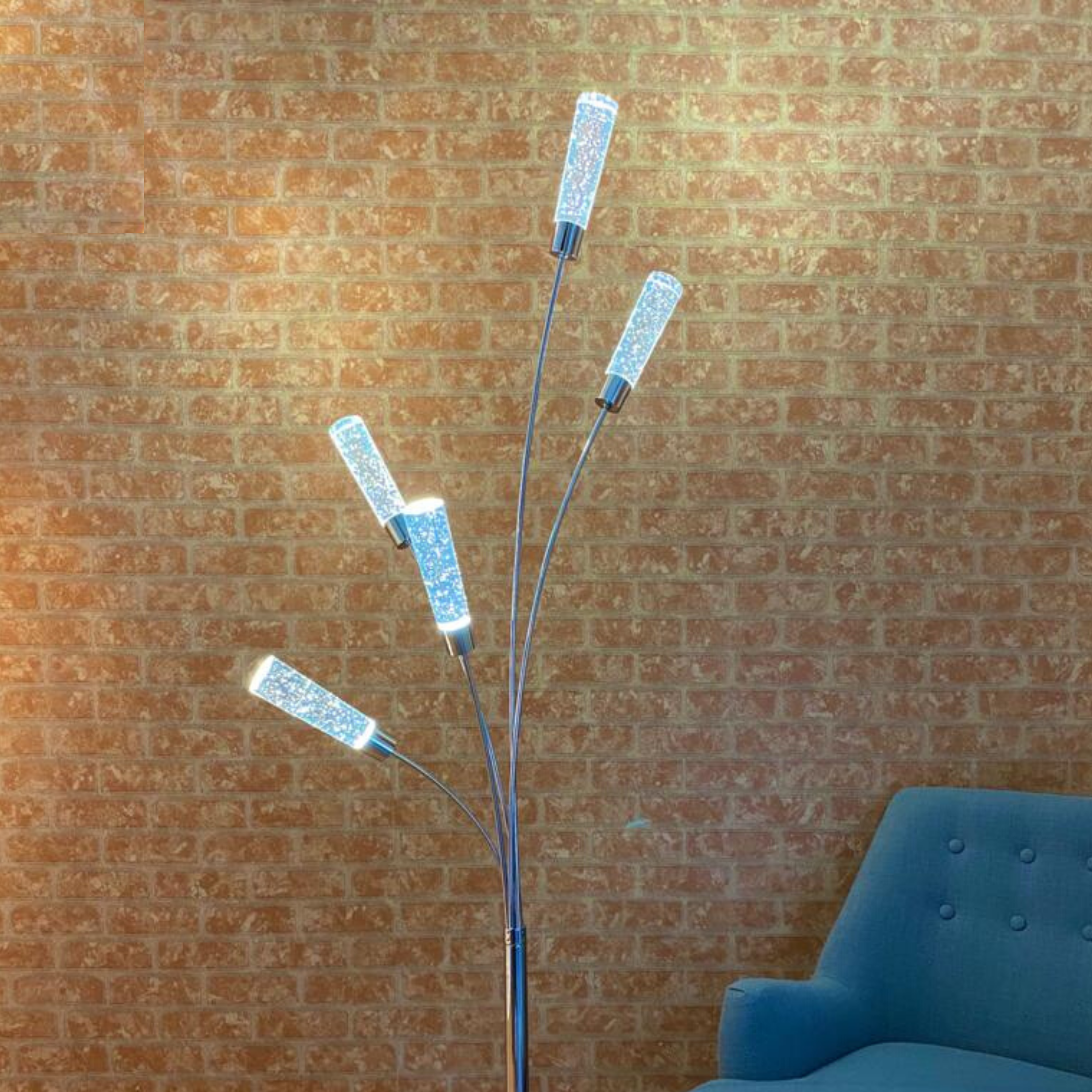 5 Acrylic Cylinders Floor Lamp // Chrome