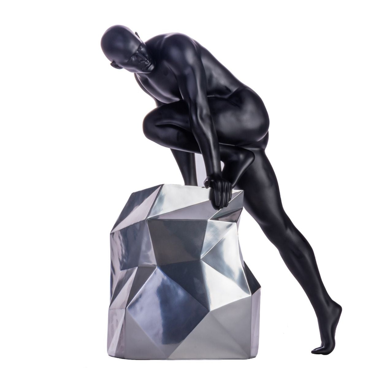 Escultura de hombre sensual // Negro mate y cromo