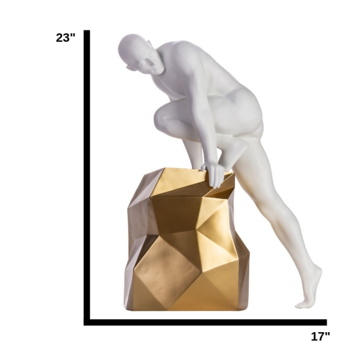 Escultura de hombre sensual // Blanco mate y dorado