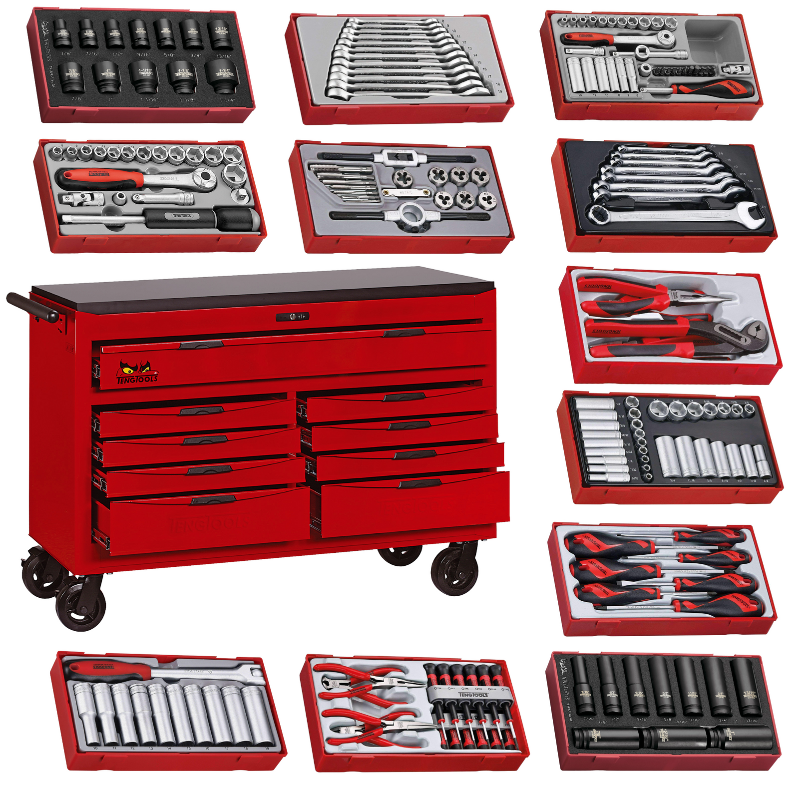 Teng Tools 416 Piece 53 Inch Wide First Responder Tool Kit - TCW809N-FR