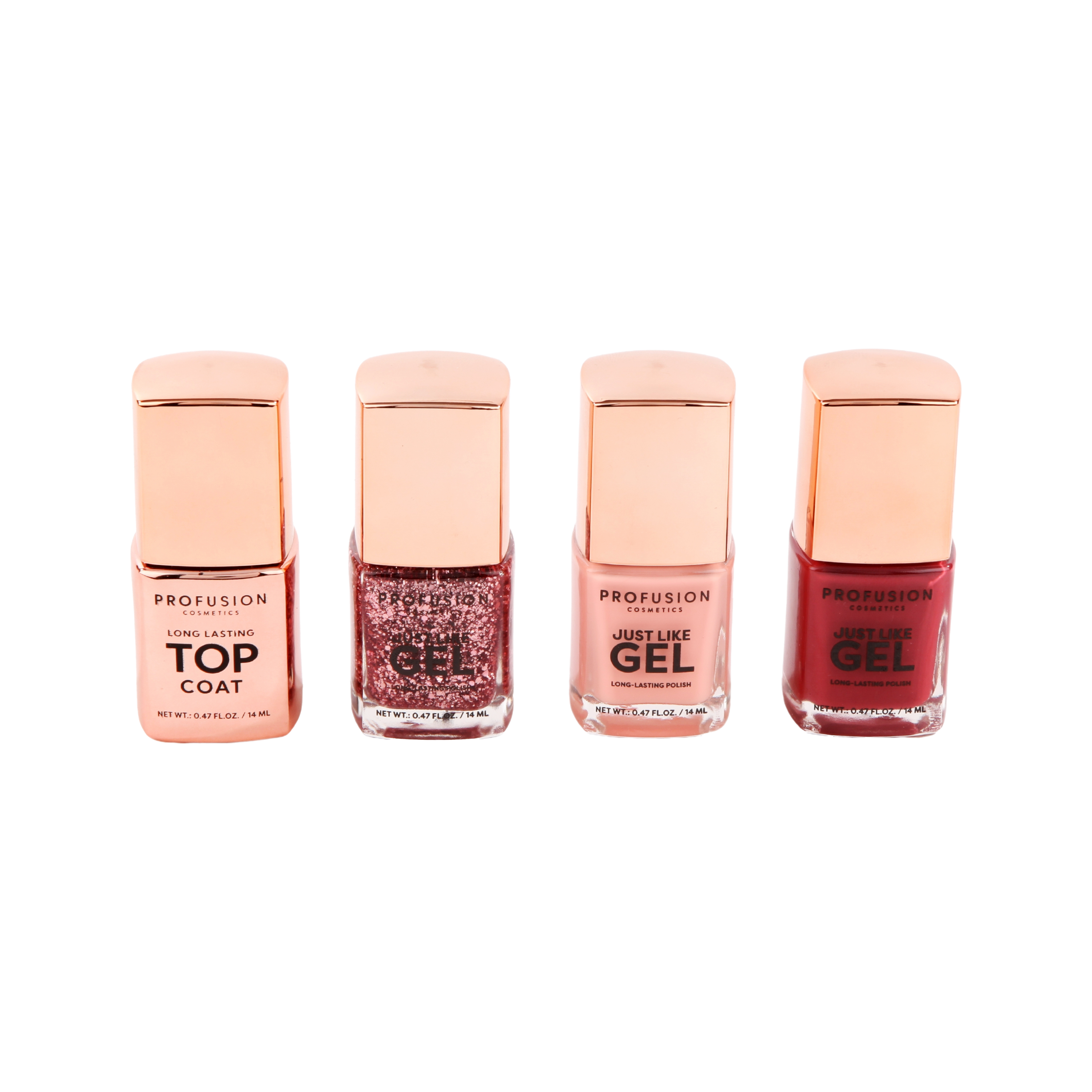 Crimson Gel Nails – 4-Piece Nail Polish Set with Top Coat