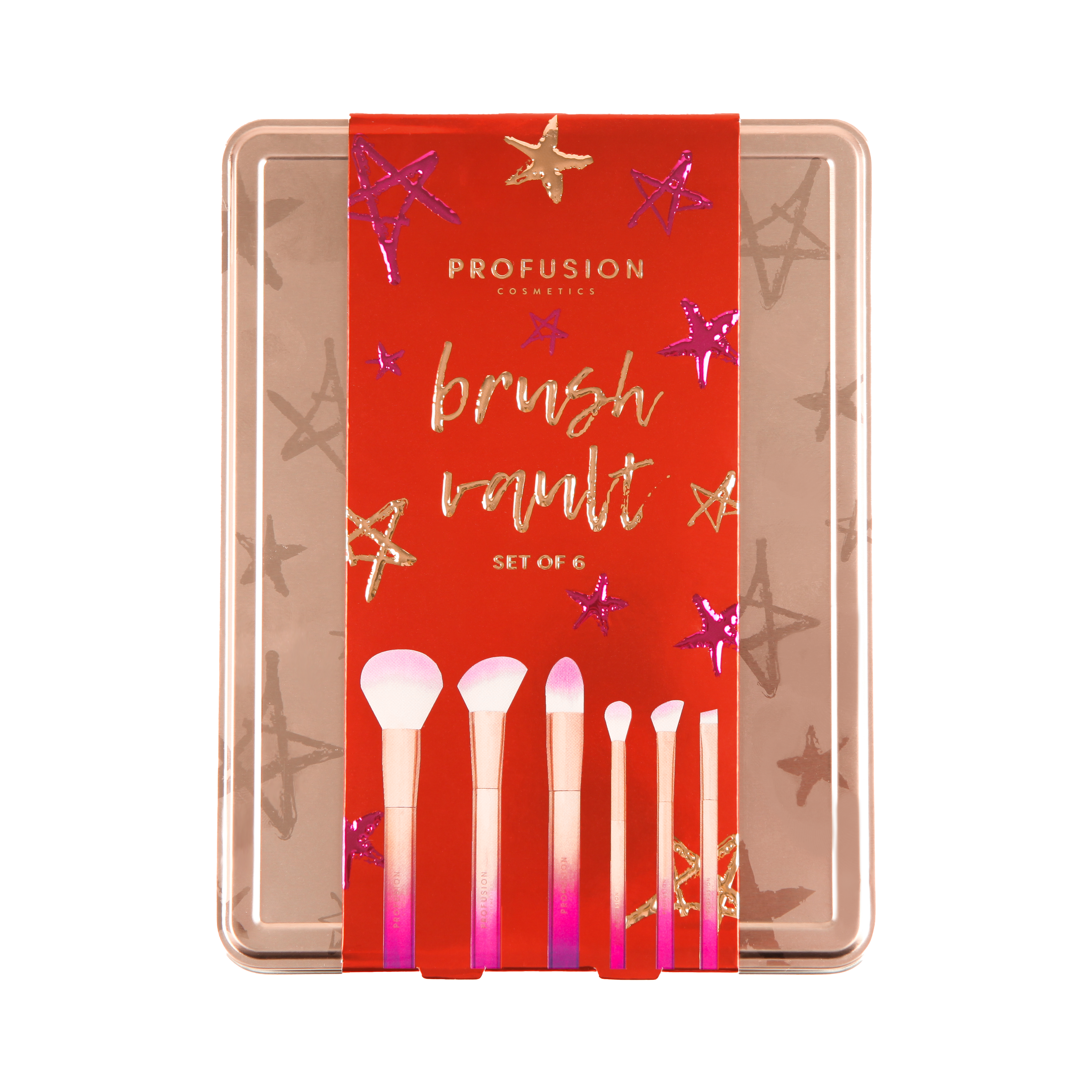 Crimson Brush Vault – 6-Piece Brush Set