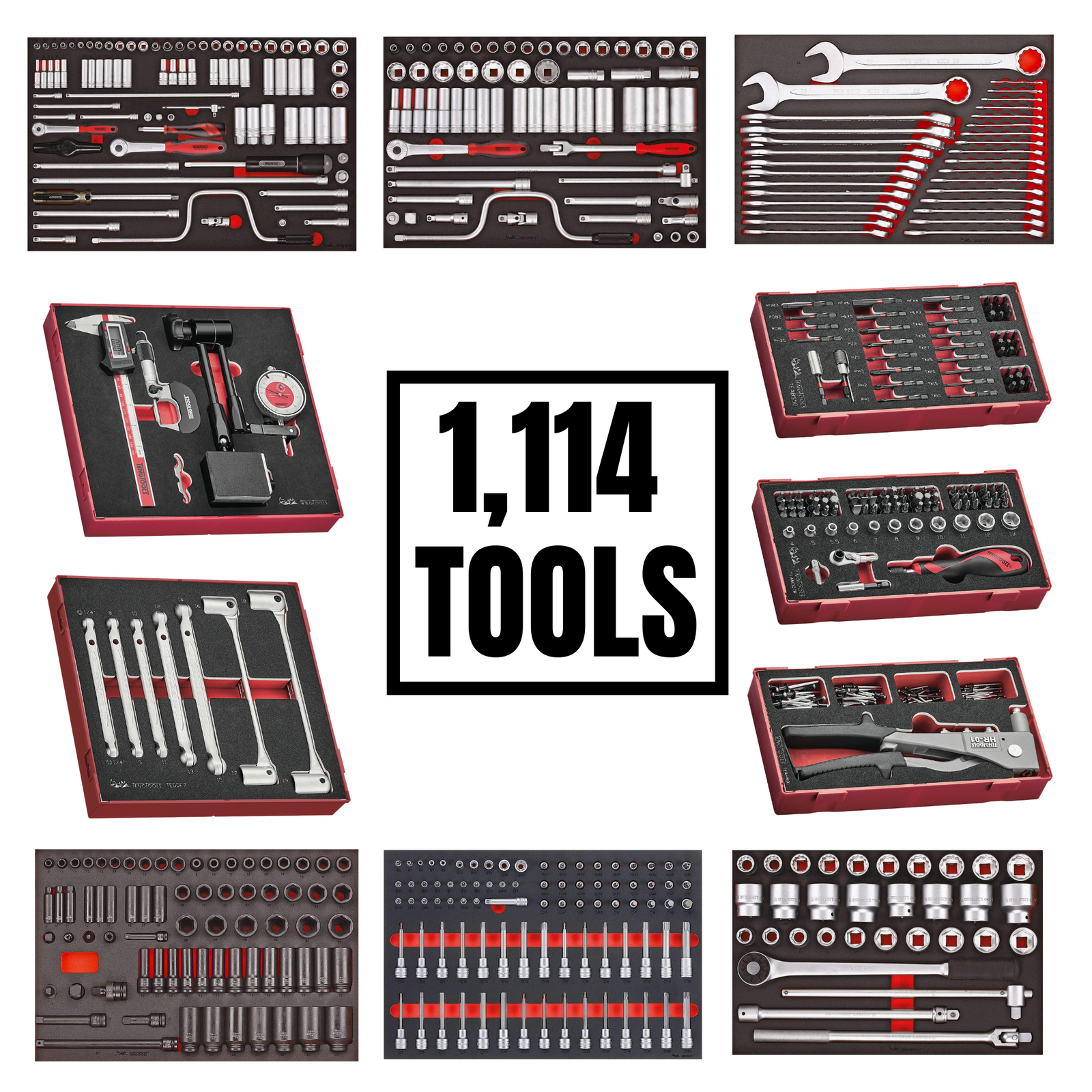 Teng Tools 1,117 Piece Ultimate Foam Monster Mega Master Tool Bundle (No Storage) - MONSTEREVATOOLS