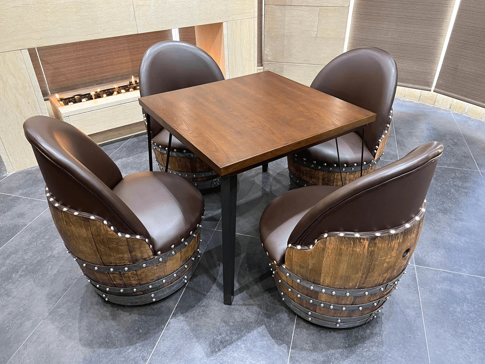 4-Chair Barrel Table - Domino Game & Dining Set