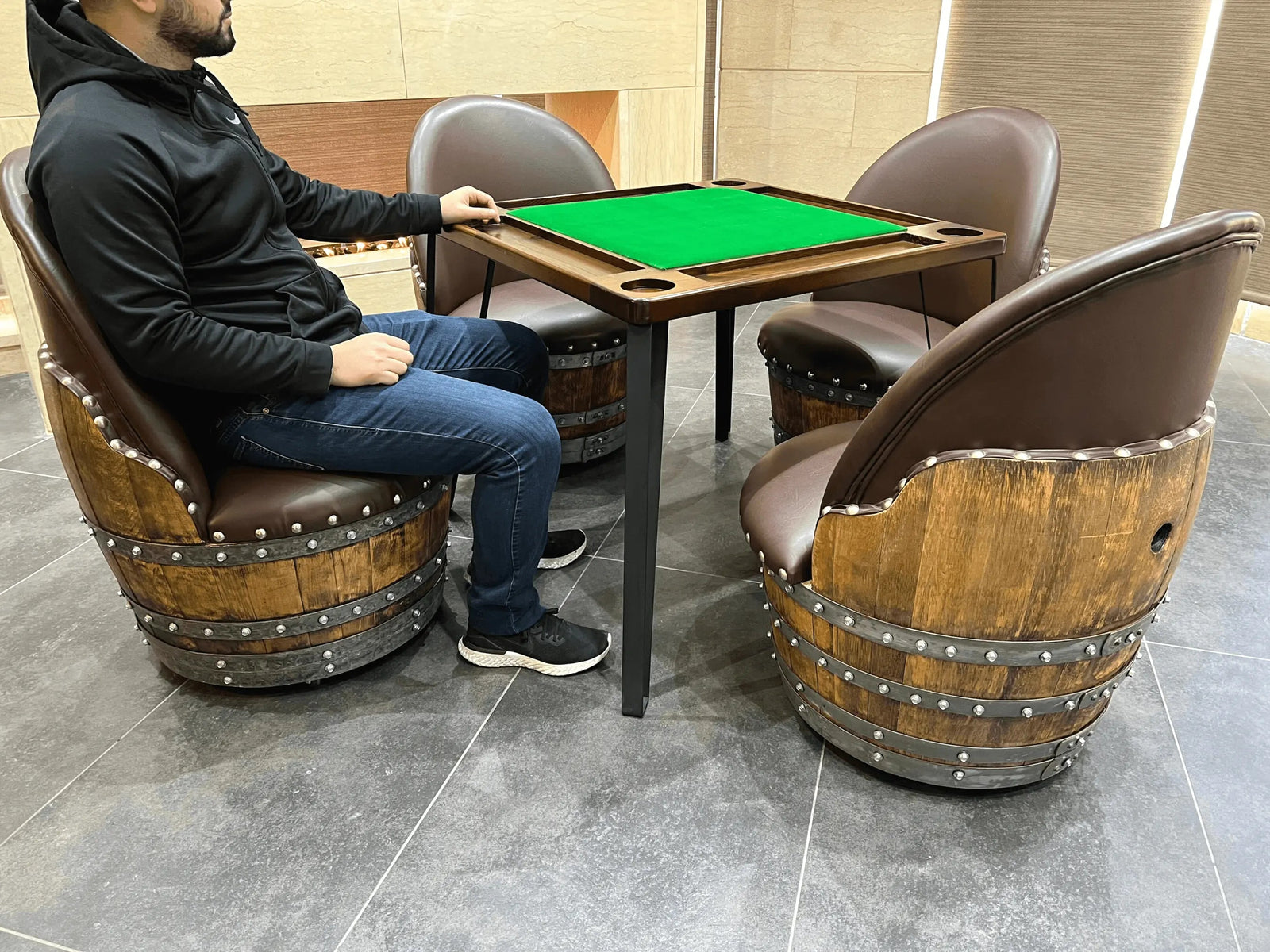 4-Chair Barrel Table - Domino Game & Dining Set