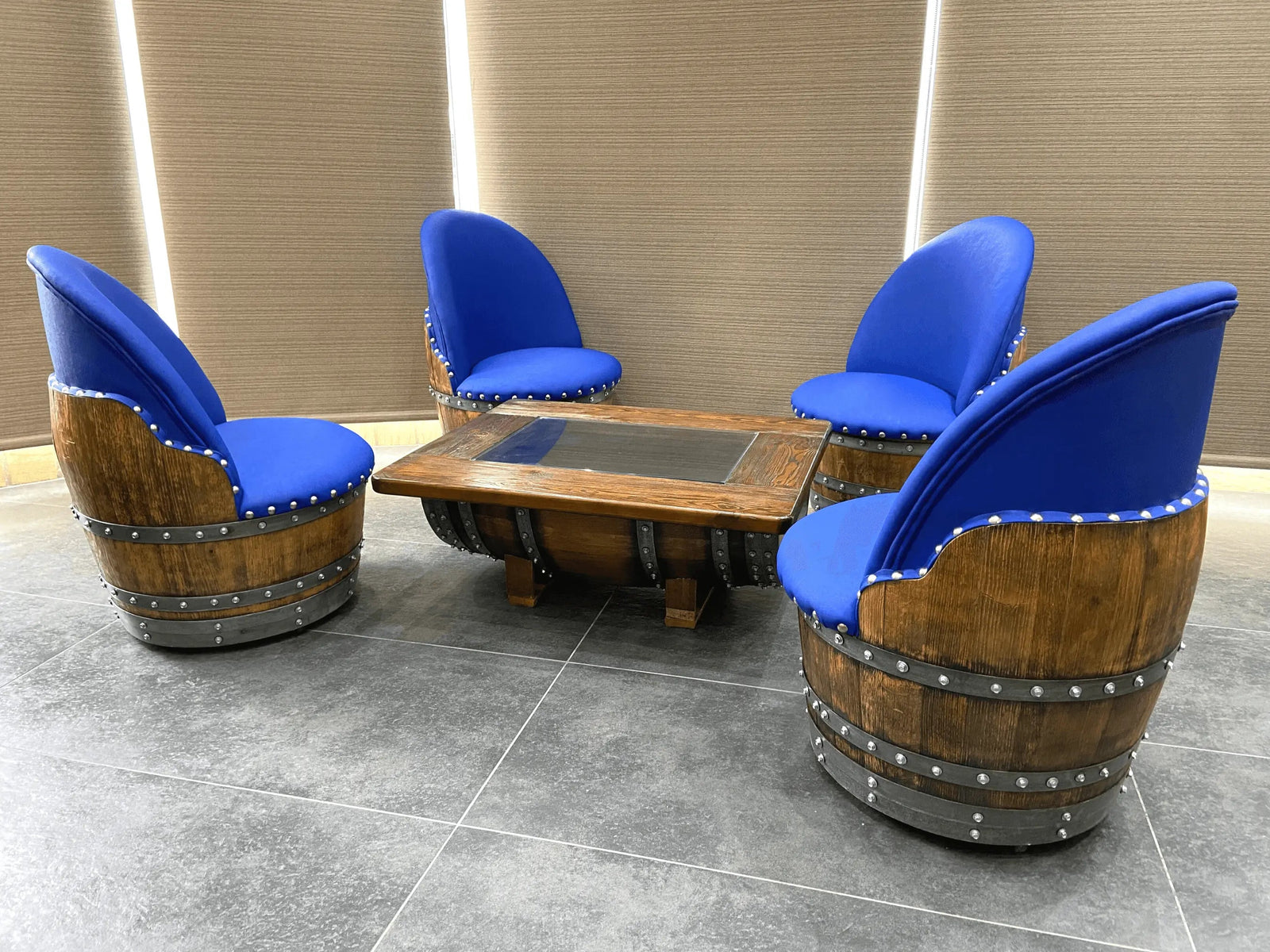 4-Chair Barrel Coffee Table Set (January Pre-Order)