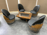 4-Chair Barrel Coffee Table Set (January Pre-Order)