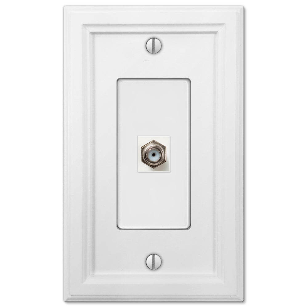 Elly White Wood - 1 Cable Jack Wallplate