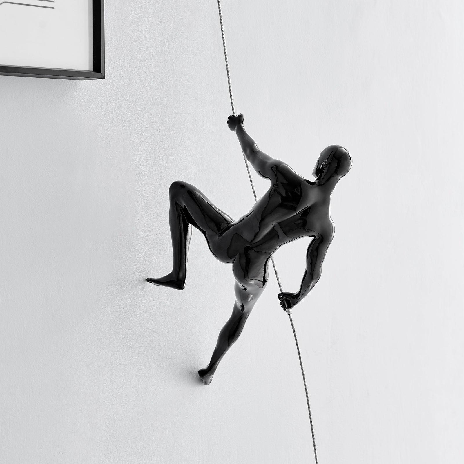 Glossy Black Wall Sculpture Climbing 15