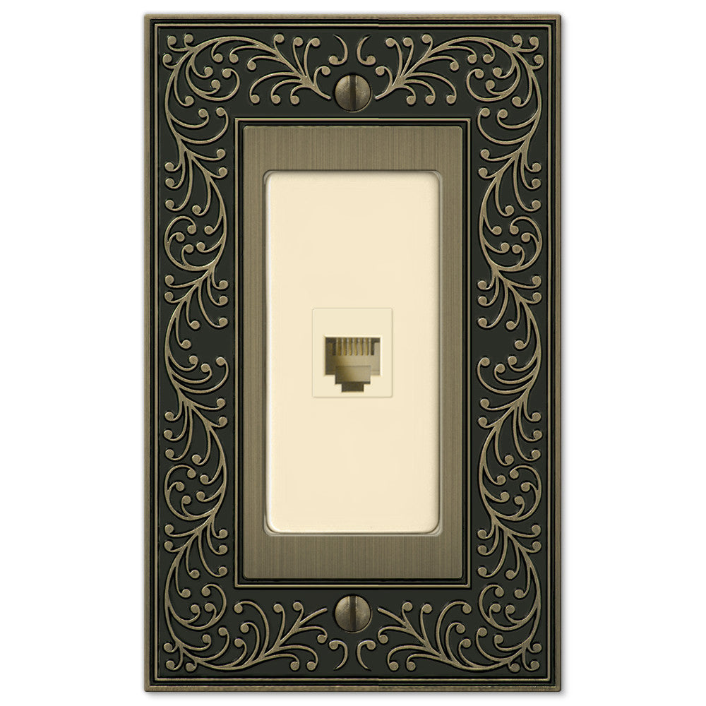 English Garden Brushed Brass Cast - 1 Phone Jack Wallplate