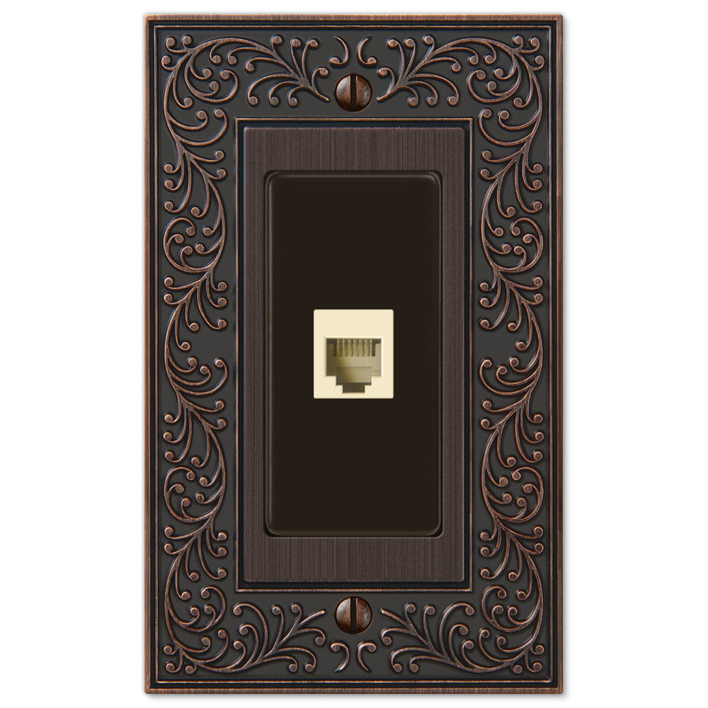 English Garden Aged Bronze Cast - 1 Phone Jack Wallplate