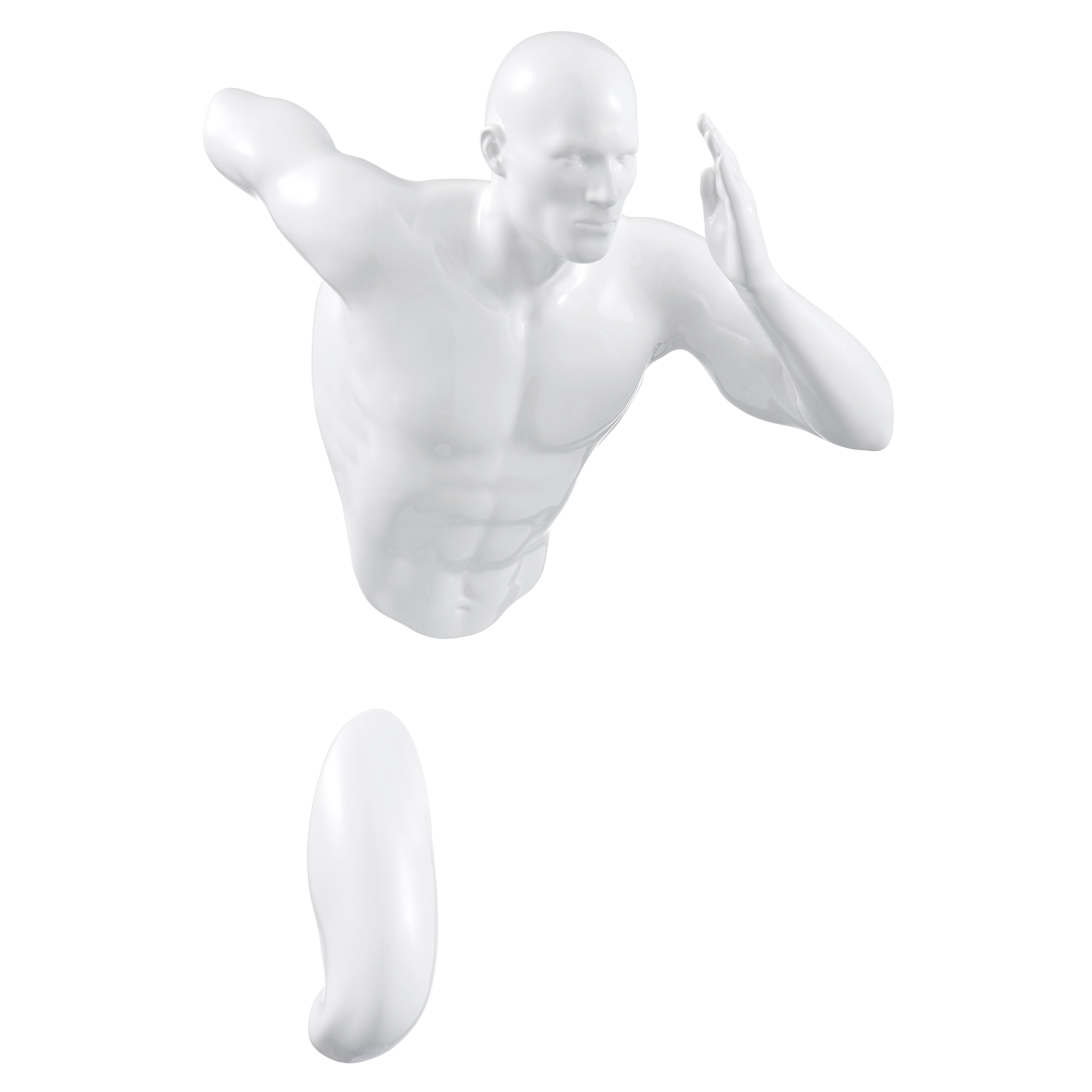 Escultura de pared Runner Man de 13" // Blanca