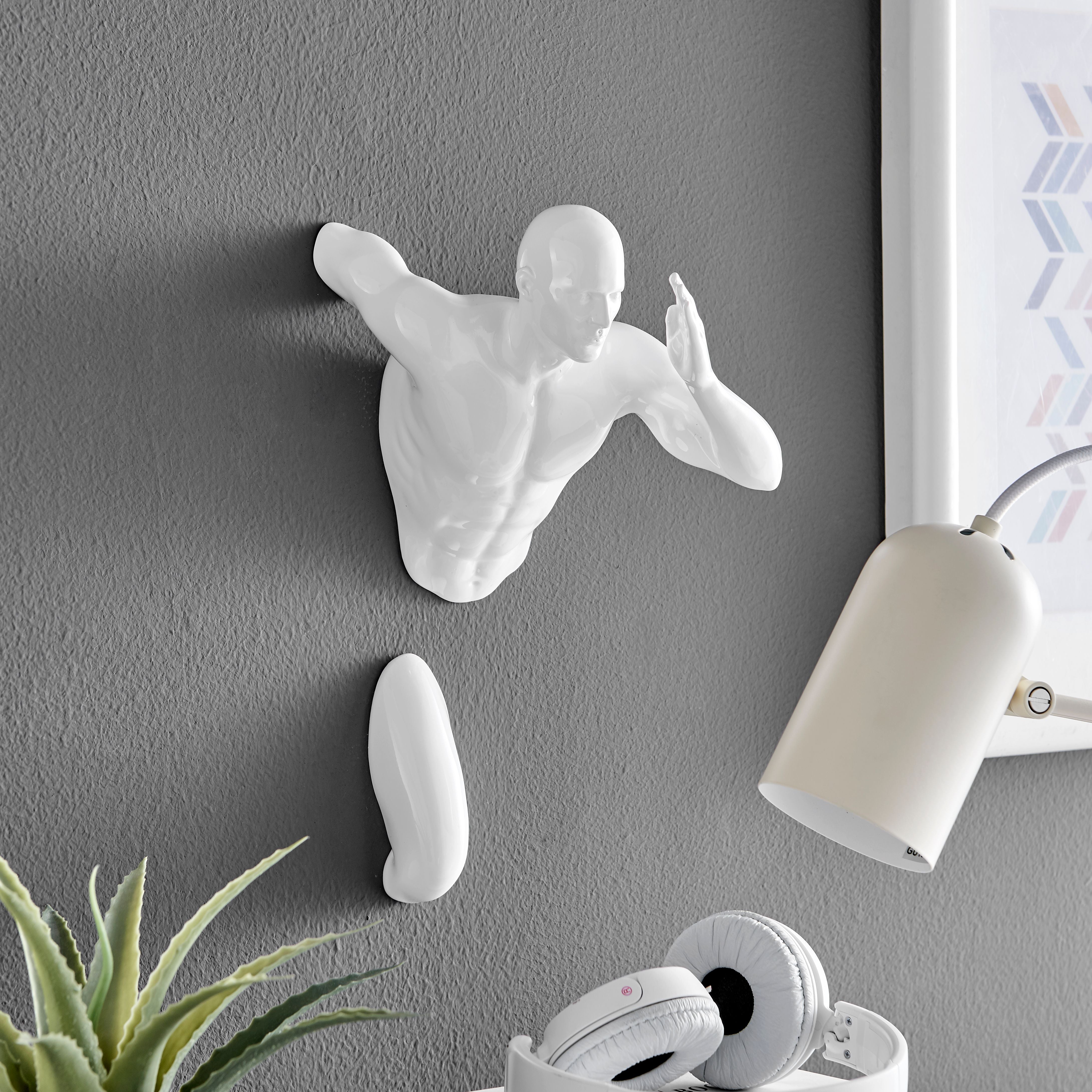 Escultura de pared Runner Man de 13" // Blanca