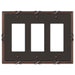 Ribbon & Reed Aged Bronze Cast - 3 Rocker Wallplate