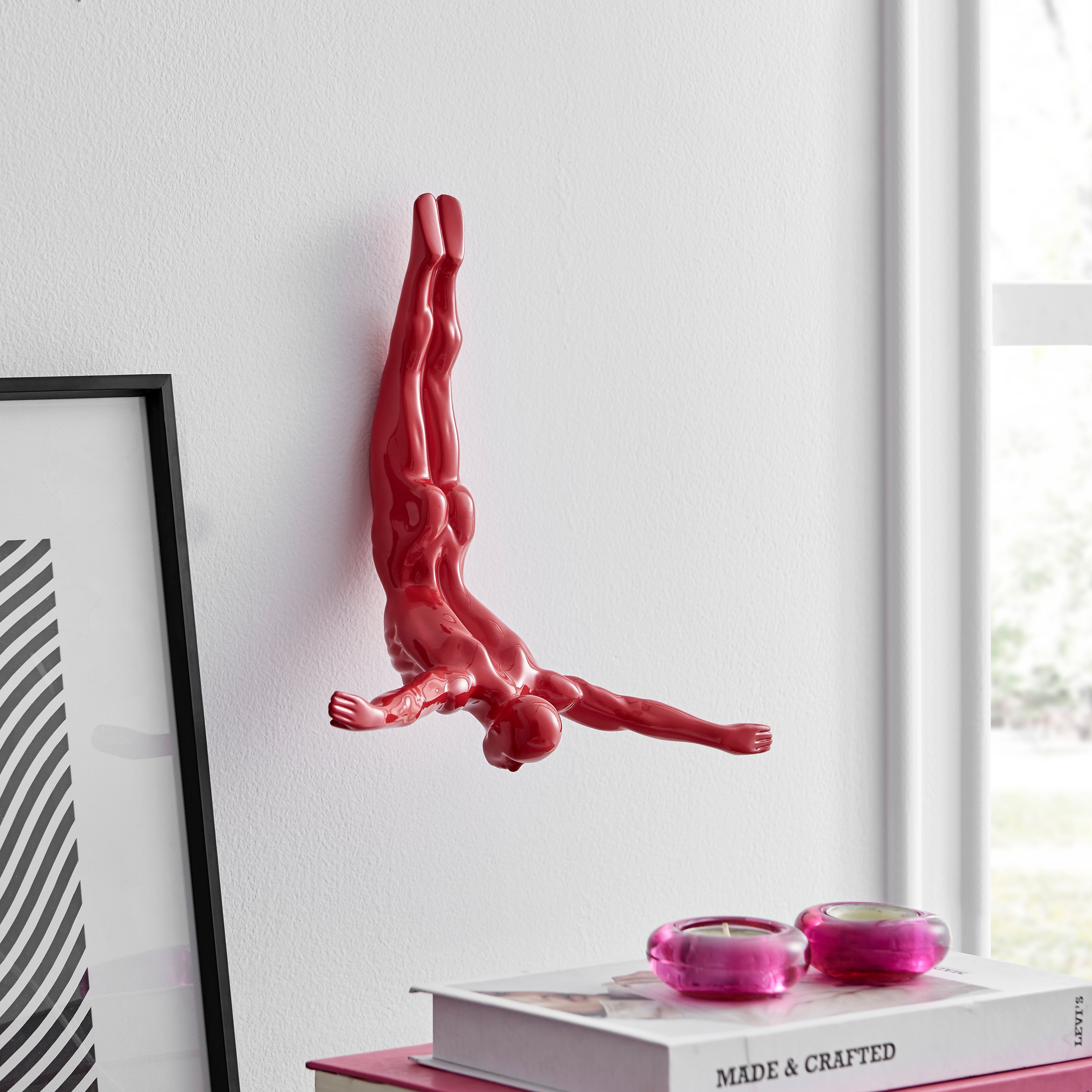 Diver Wall Decor Sculpture //11" Red