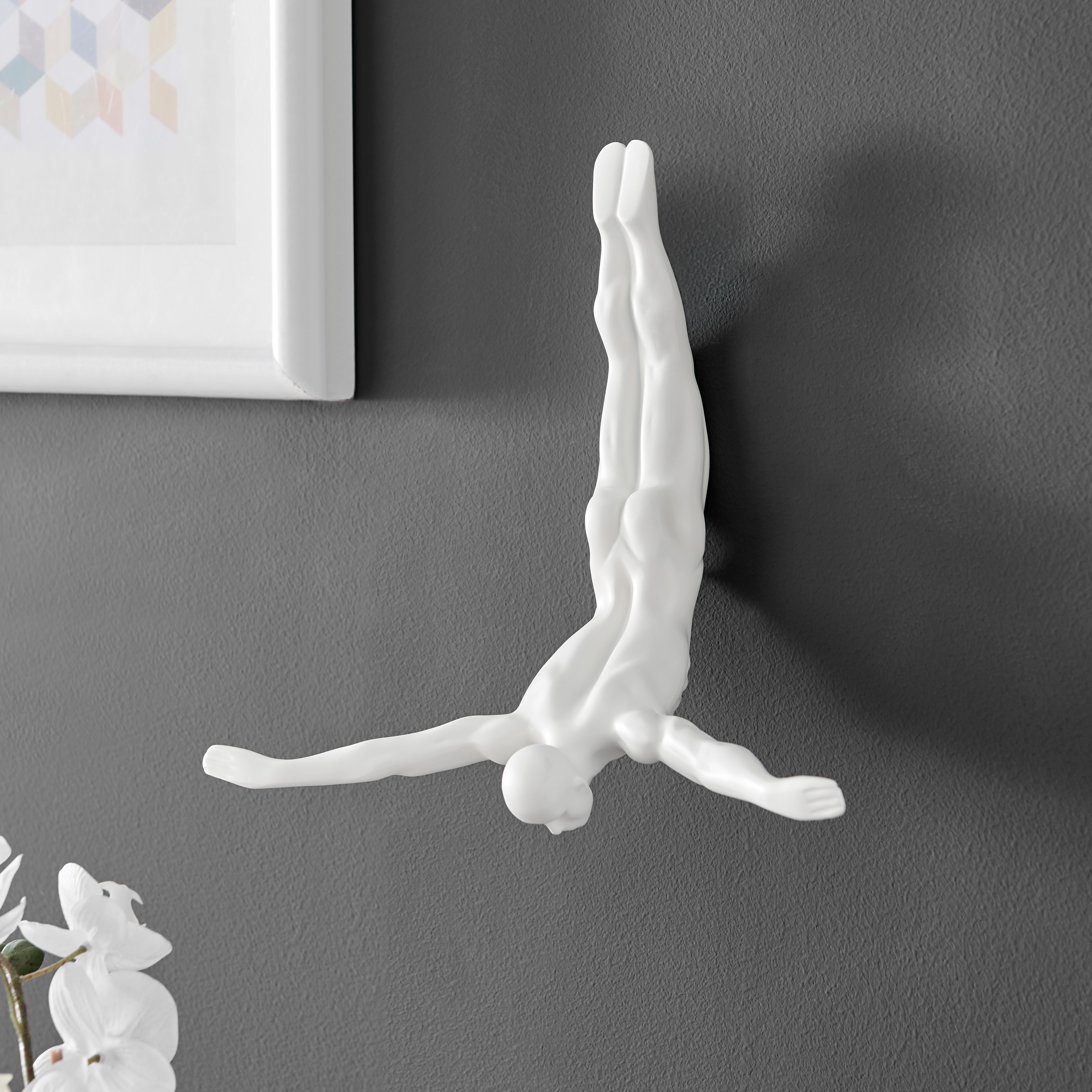 Diver Wall Decor Sculpture //11" Matte White