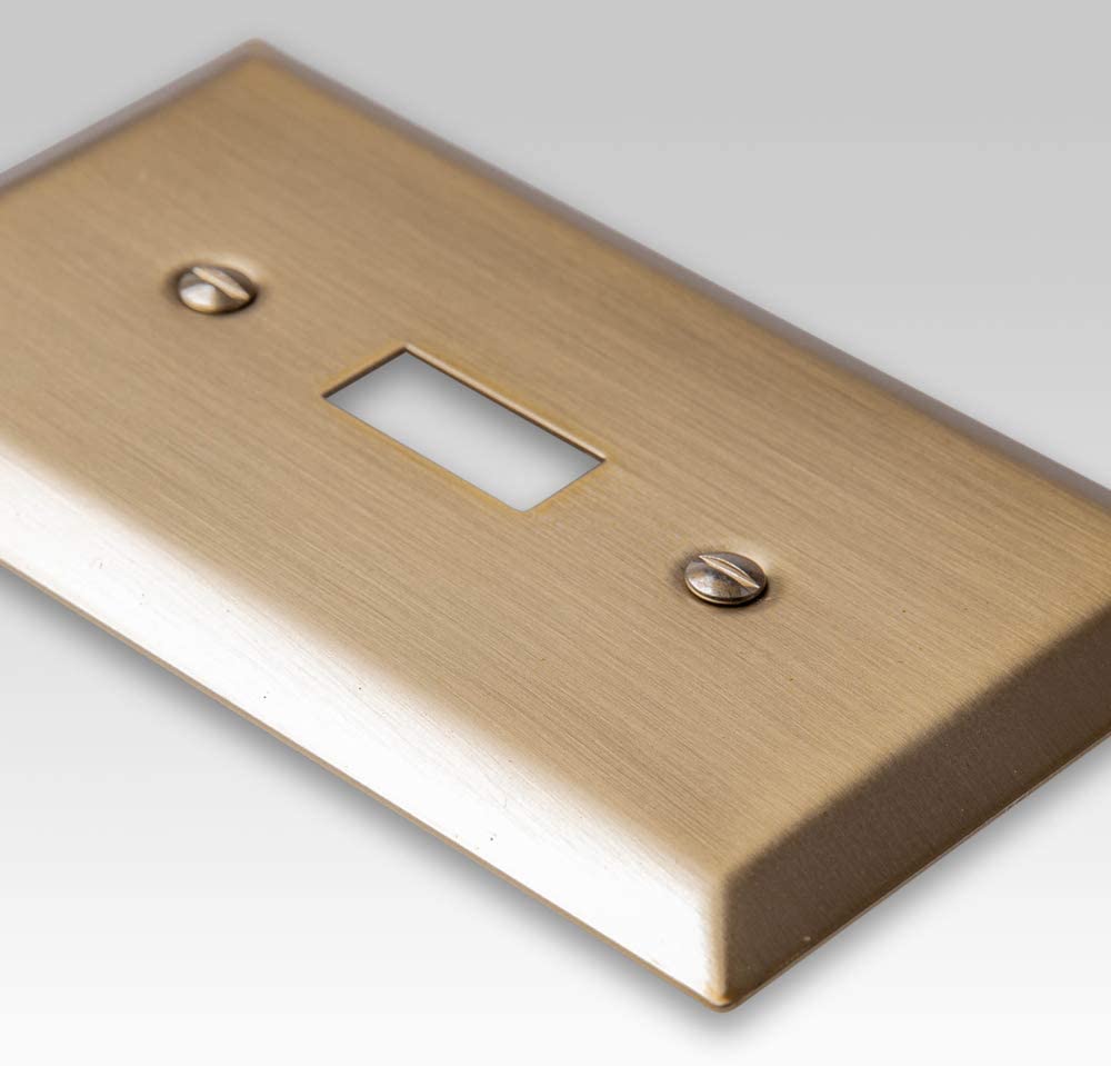 Century Brushed Bronze Steel - 1 Toggle / 1 Duplex Wallplate