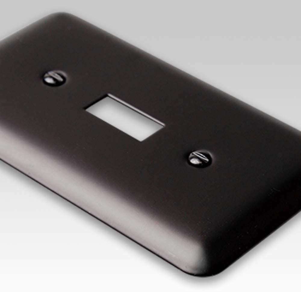 Devon Black Steel - 1 Toggle / 1 Duplex Wallplate