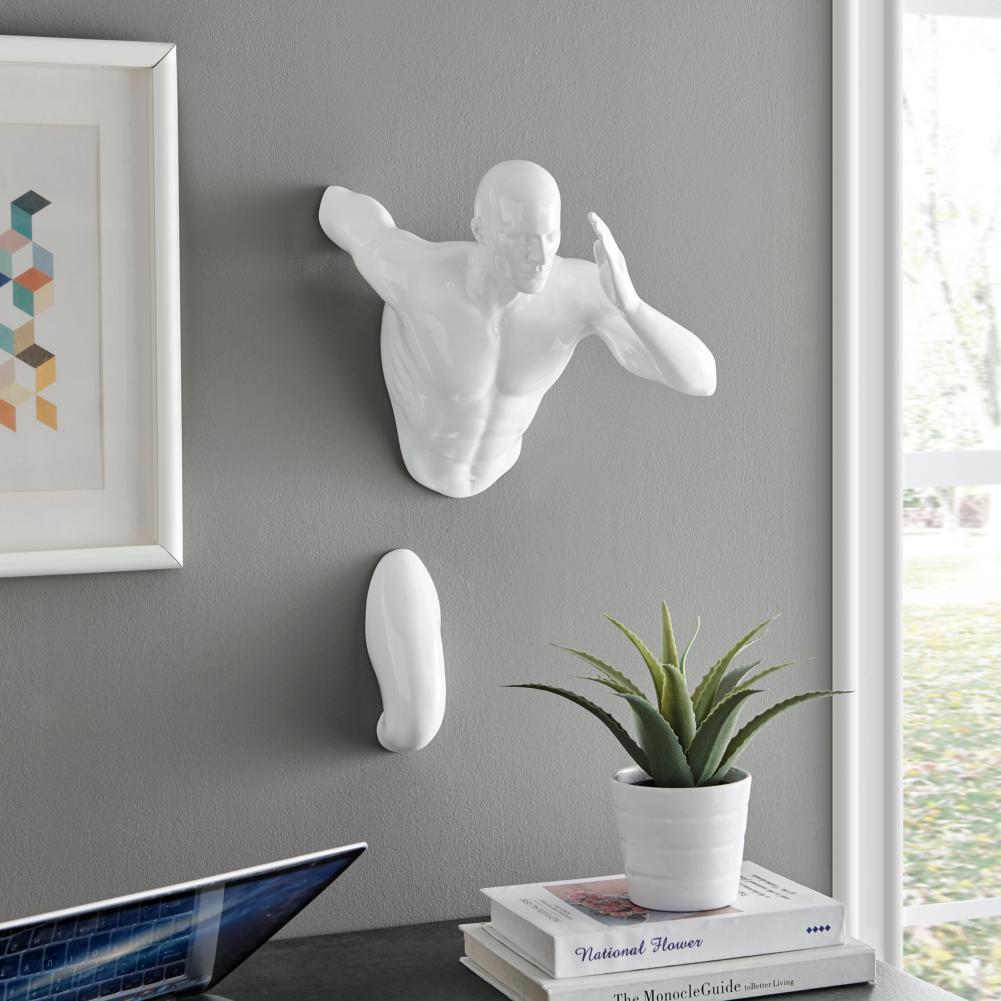 Escultura de pared de 20" de Runner Man // Blanco