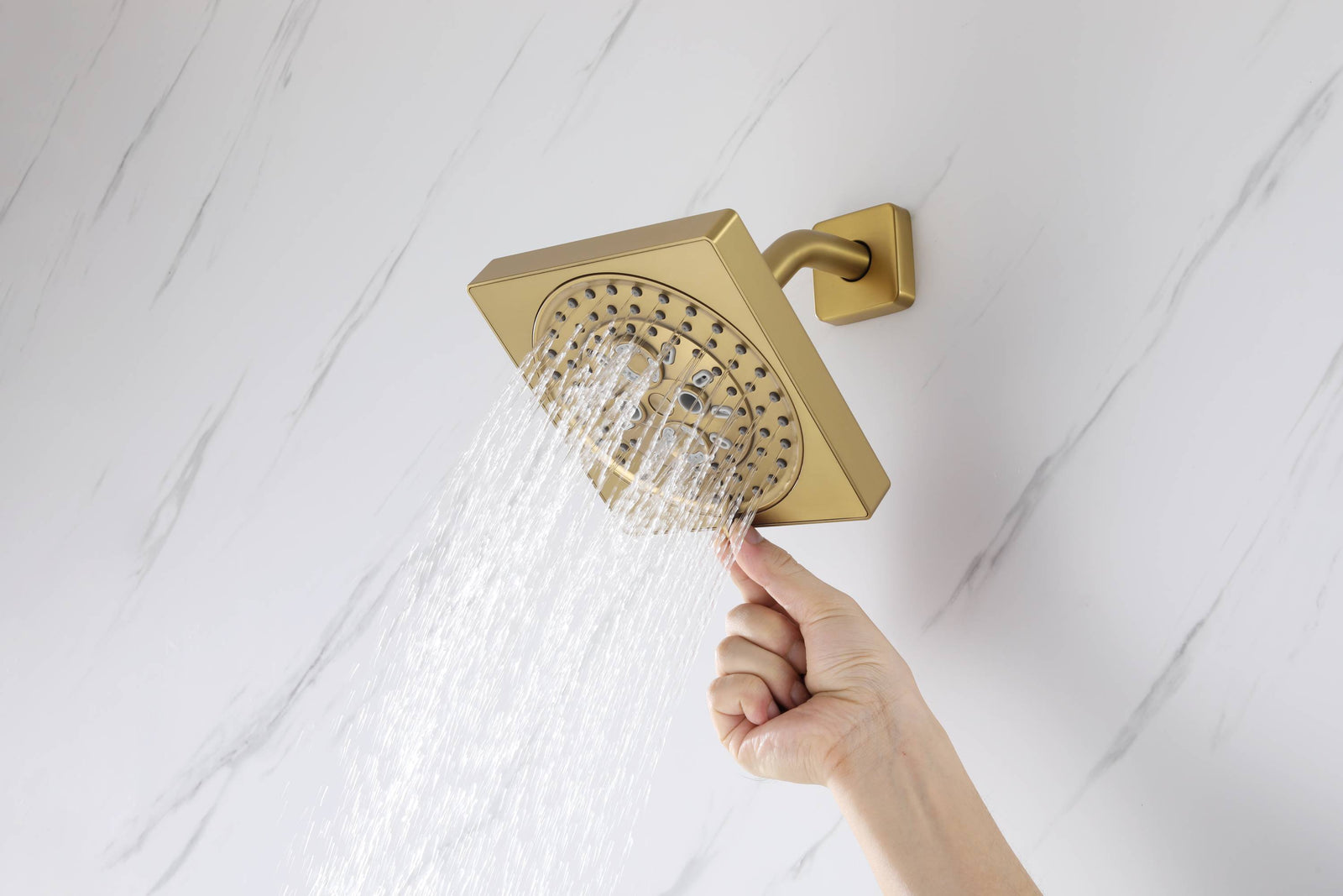 12-Inch Brushed Gold Flush Mount Shower Faucet Set: 3-Way Thermostatic Control, 64-Color LED Lights, Bluetooth Music, and Regular Head