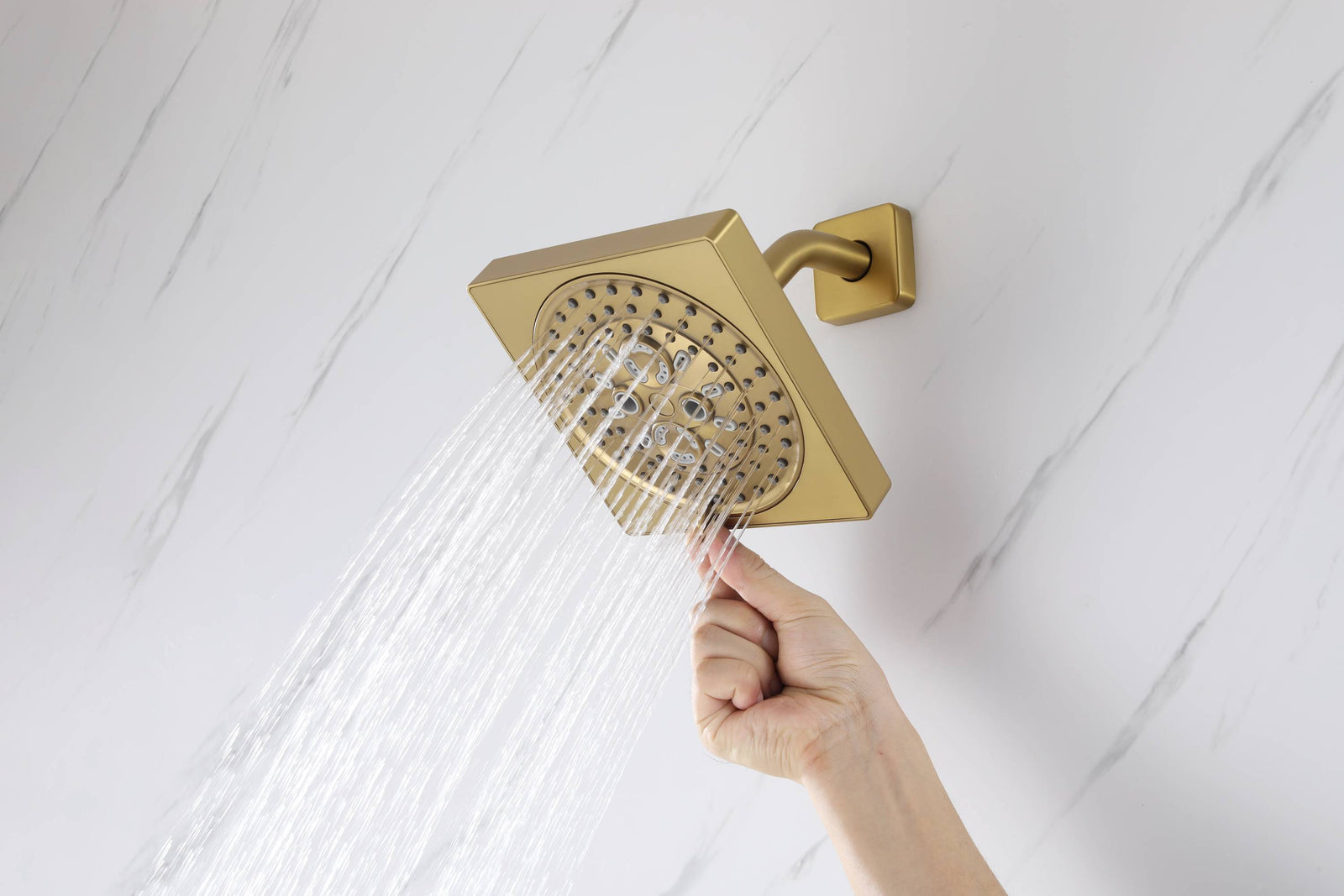 12-Inch Brushed Gold Flush Mount Shower Faucet Set: 3-Way Thermostatic Control, 64-Color LED Lights, Bluetooth Music, and Regular Head