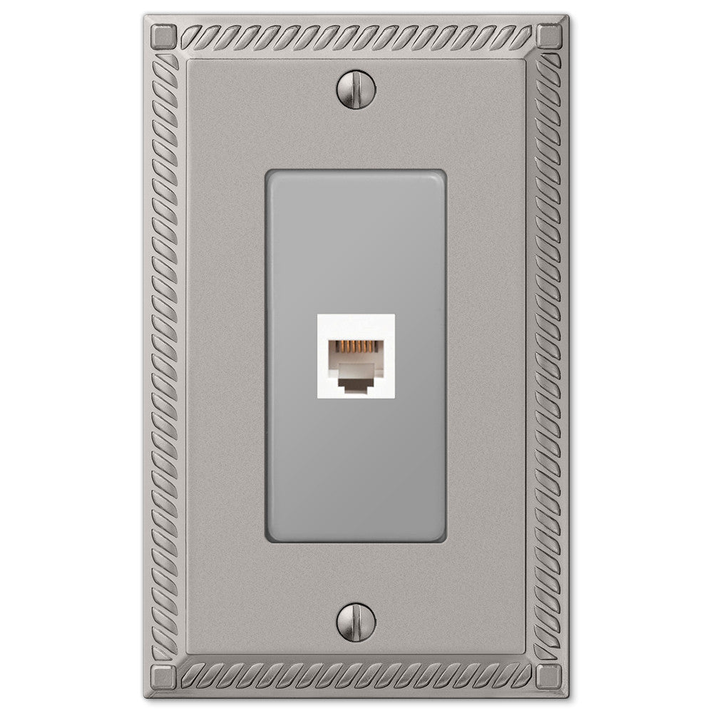 Georgian Satin Nickel Cast - 1 Phone Jack Wallplate