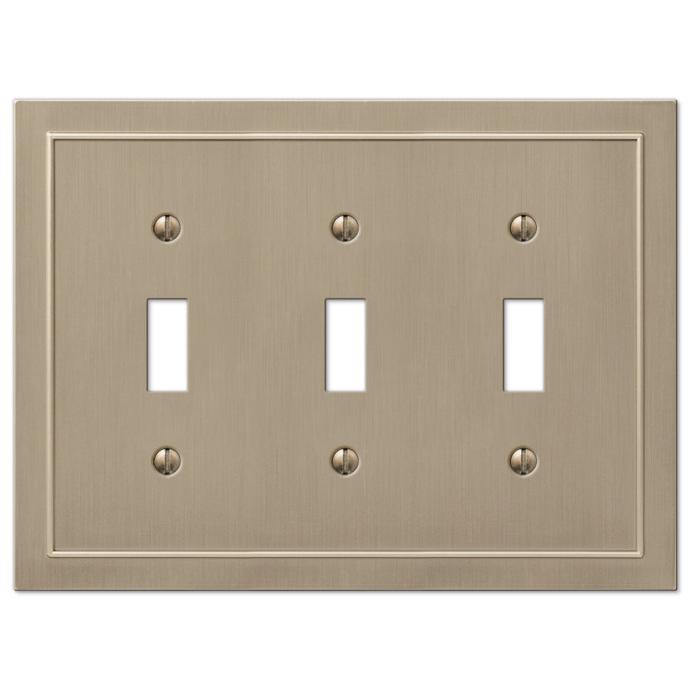 Bethany Brushed Bronze Cast - 3 Toggle Wallplate