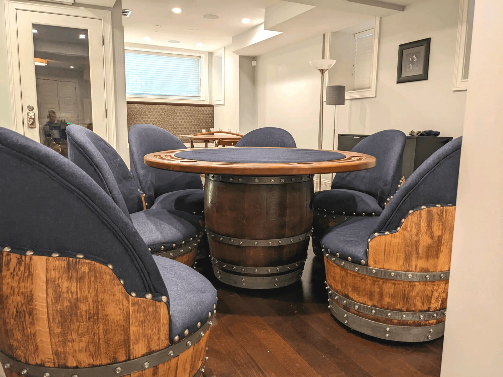 6-Chair Barrel Table Game Set - Total Denim Limited Edition (With Dining Top Option) (January Preorder)