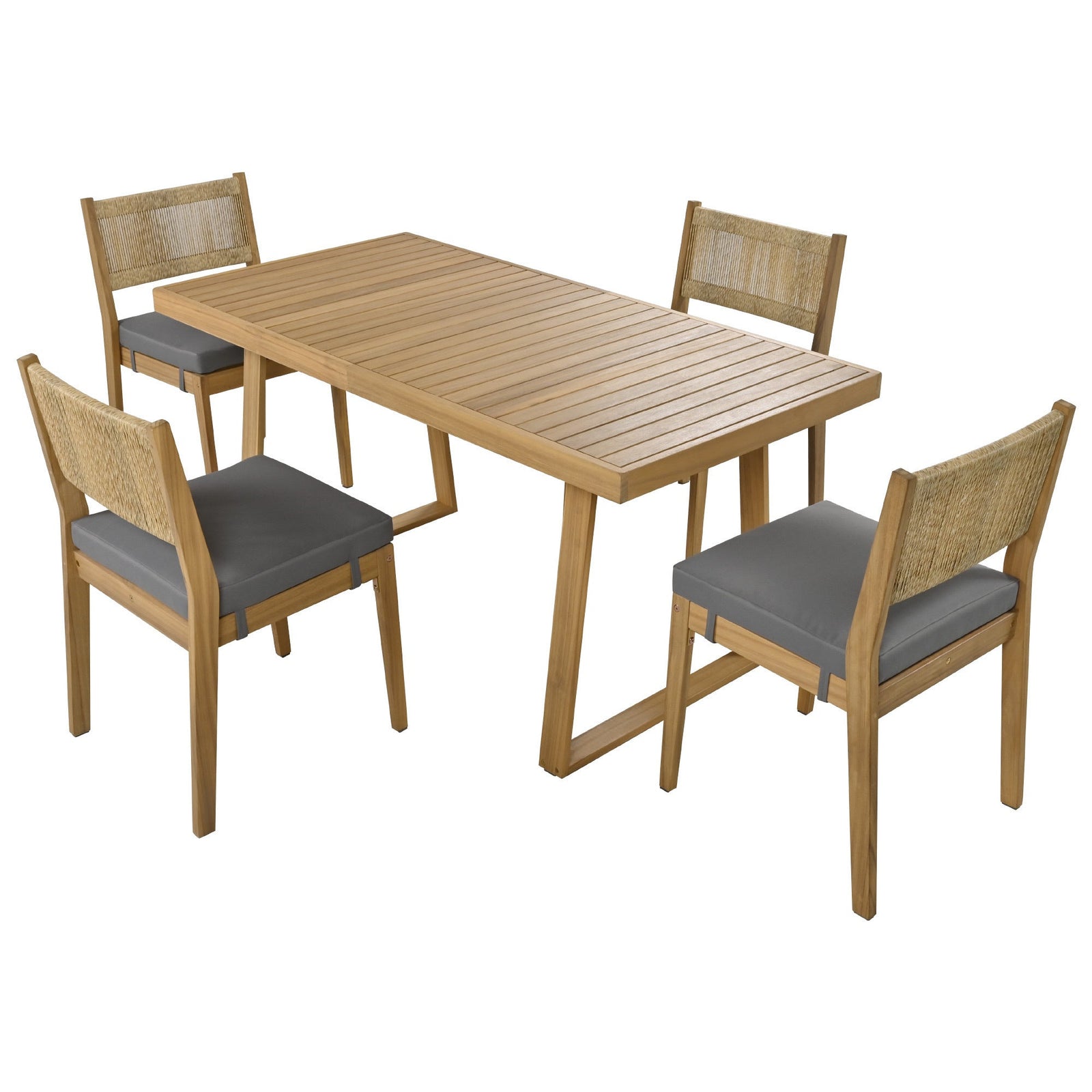 Walker Edison | Outdoor Acacia Wood Dining Table and Chair Set