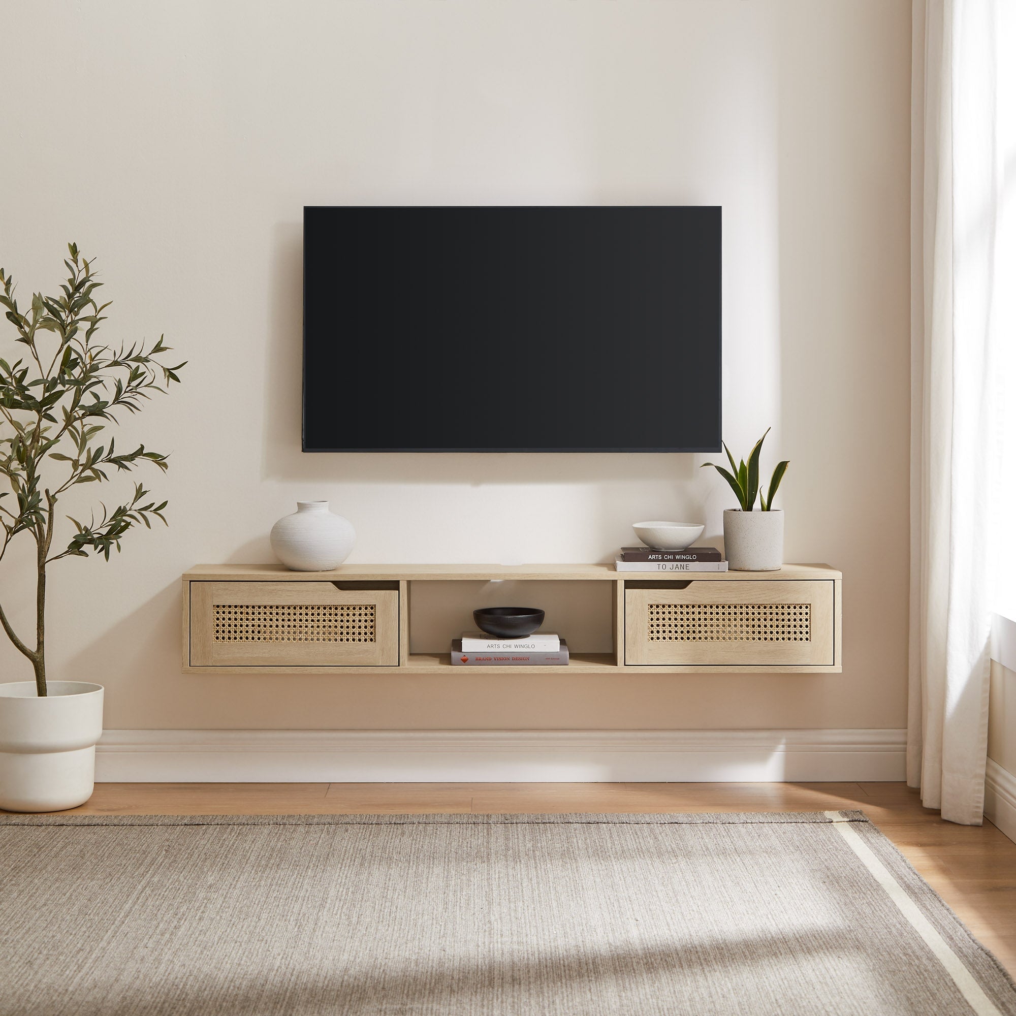 Mueble de TV flotante de dos puertas Hamkke Boho