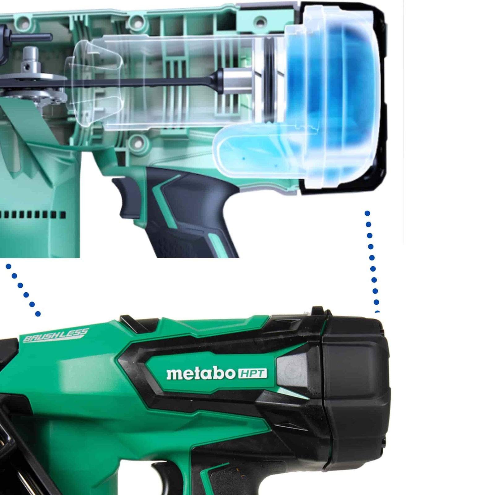 Clavadora de cinta de papel inalámbrica Metabo HPT NR1890DCSTM de 18 V y multivoltaje de 3-1/2