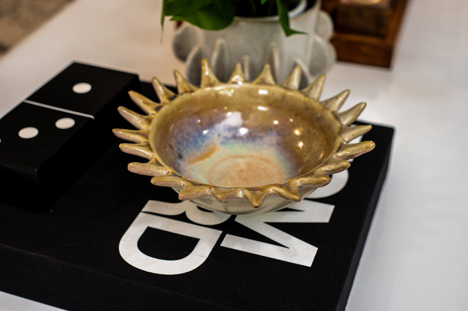 Stoneware Sunburst Shaped Serving Bowl with Glaze