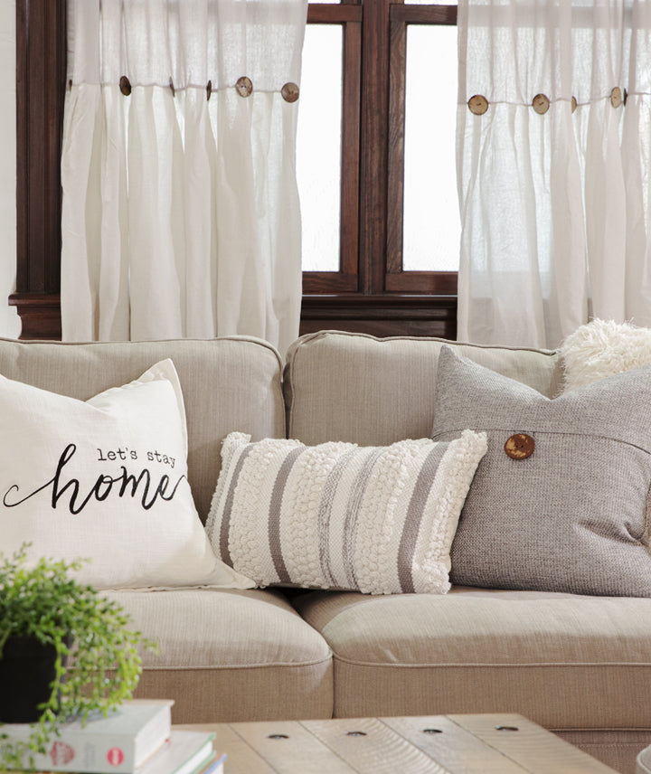 Linen Texture Woven Button Decorative Pillow Cover