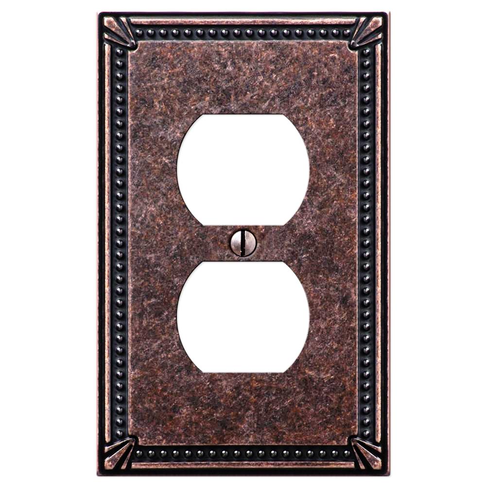 Imperial Bead Tumbled Aged Bronze Cast - 1 Duplex Wallplate