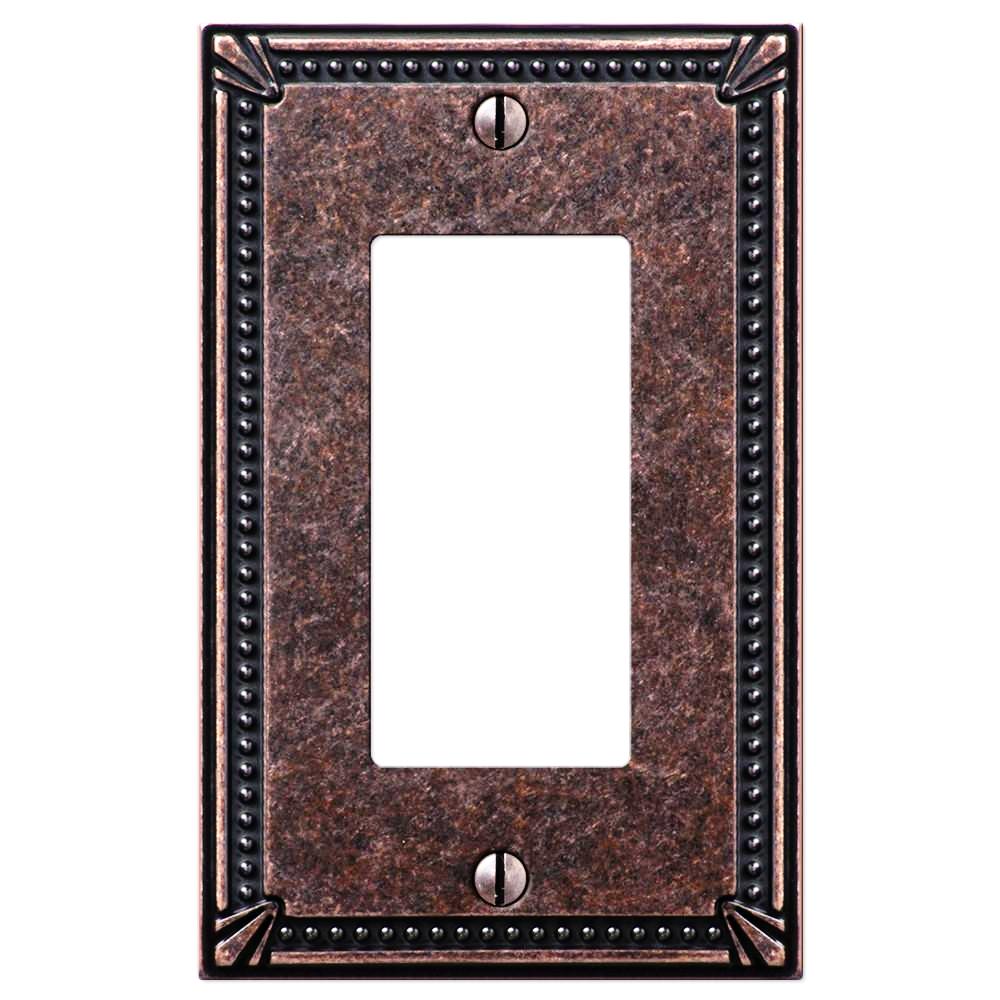 Imperial Bead Tumbled Aged Bronze Cast - 1 Rocker Wallplate