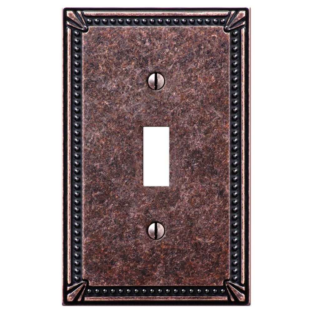 Imperial Bead Tumbled Aged Bronze Cast - 1 Toggle Wallplate