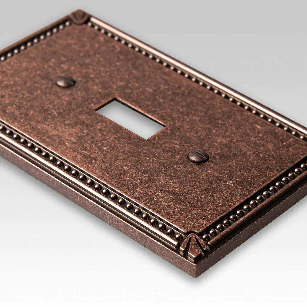 Imperial Bead Tumbled Aged Bronze Cast - 1 Duplex Wallplate