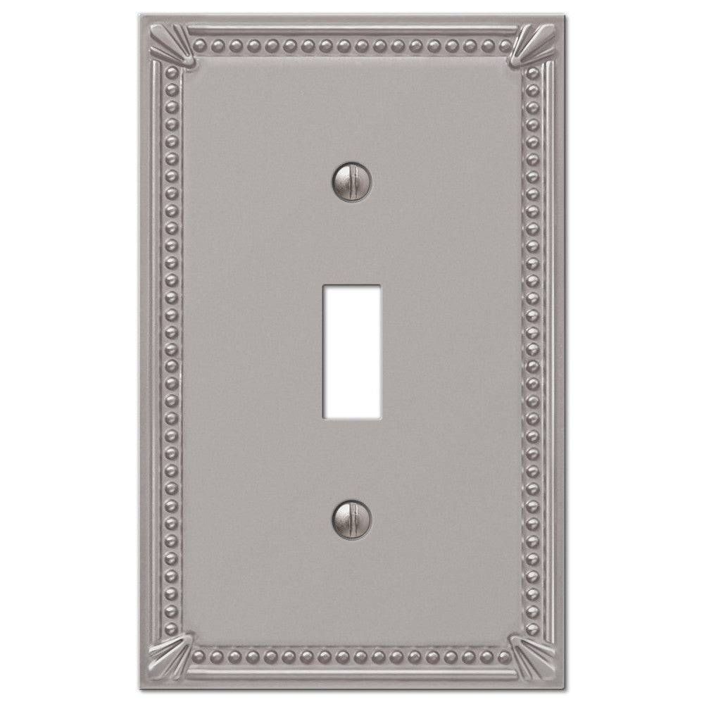 Imperial Bead Brushed Nickel Cast - 1 Toggle Wallplate