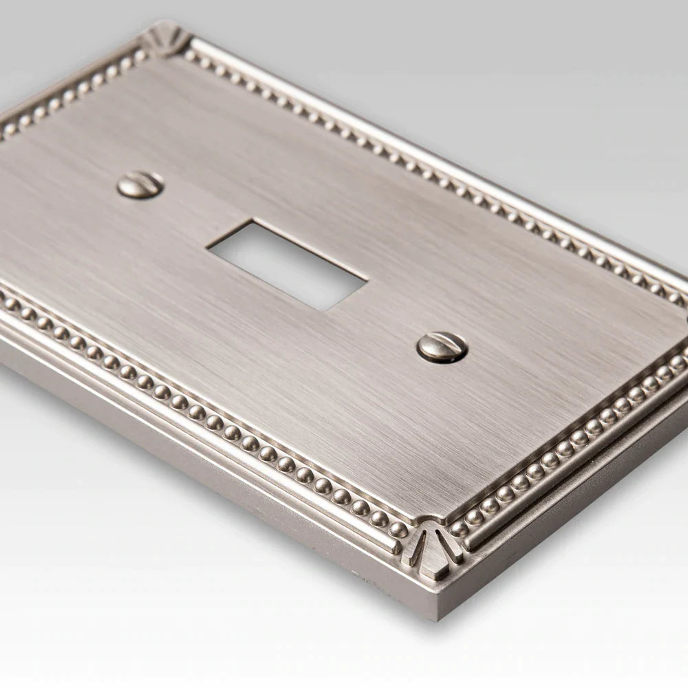 Imperial Bead Brushed Nickel Cast - 1 Phone Jack Wallplate