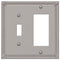 Imperial Bead Brushed Nickel Cast - 1 Toggle / 1 Rocker Wallplate