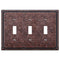 Imperial Bead Tumbled Aged Bronze Cast - 3 Toggle Wallplate