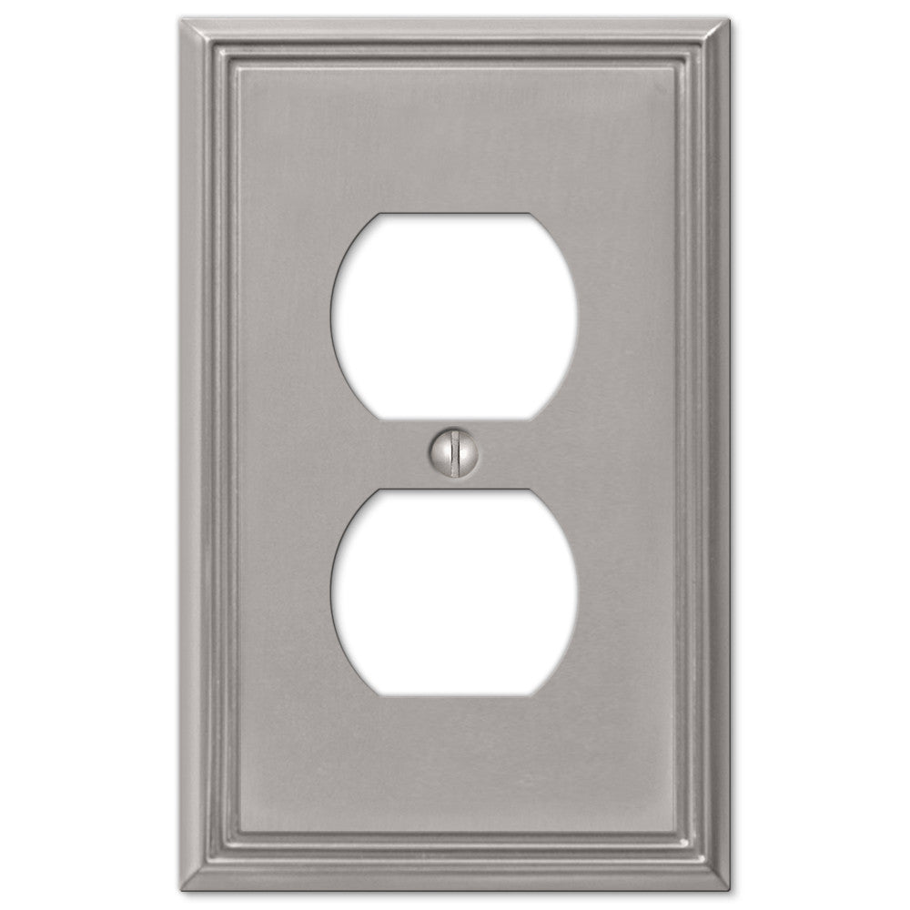 Metro Line Brushed Nickel Cast - 1 Duplex Wallplate