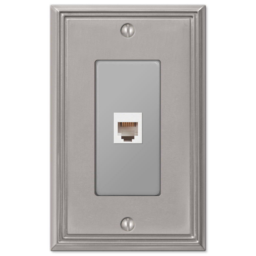 Metro Line Brushed Nickel Cast - 1 Phone Jack Wallplate