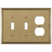 Metro Line Brushed Bronze Cast - 2 Toggle / 1 Duplex Wallplate