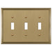 Metro Line Brushed Bronze Cast - 3 Toggle Wallplate