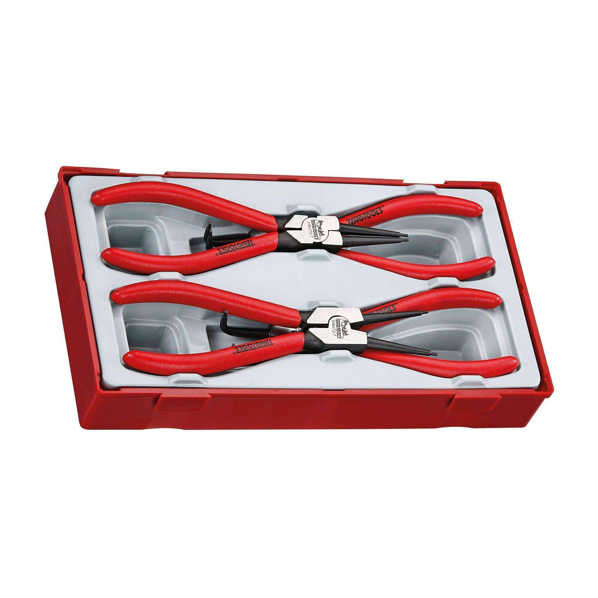 Teng Tools 4 Piece 7 Inch Snap Ring Circlip Plier Inner / Outer / Straight / Bent Set - TT474-7