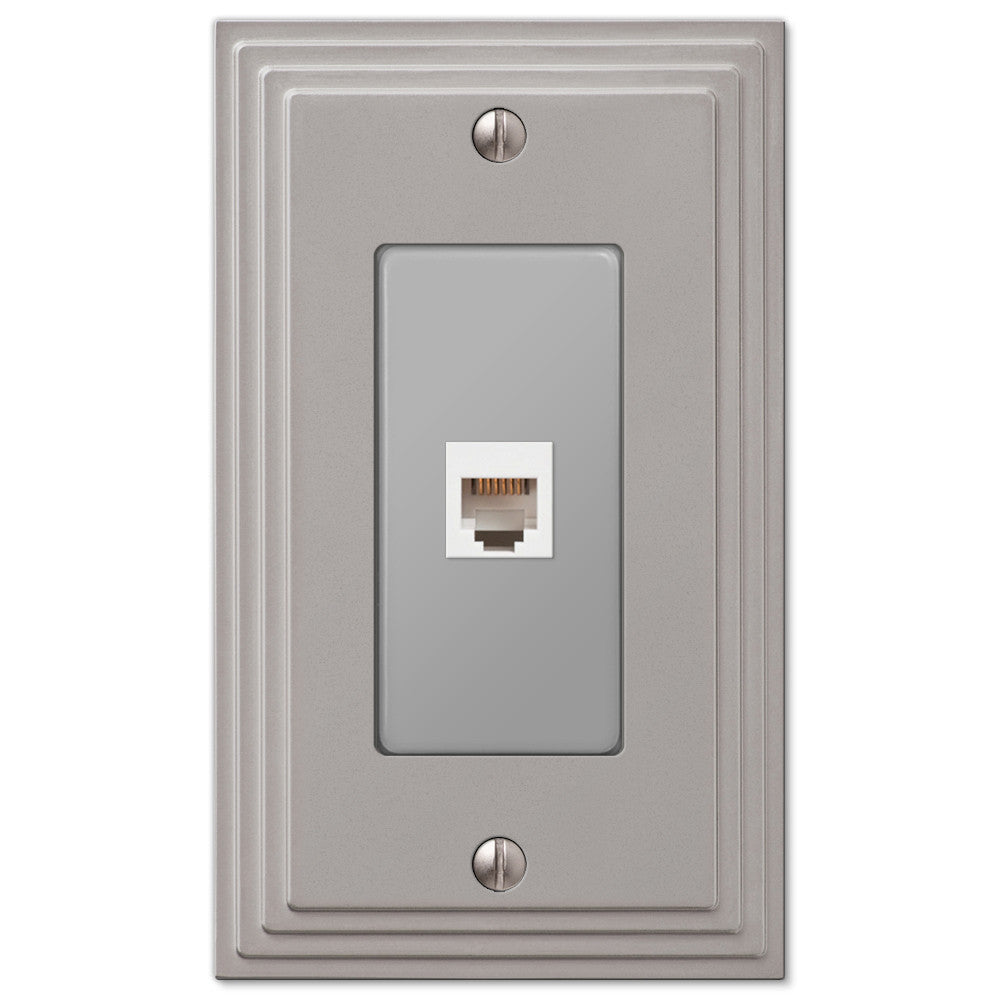 Steps Satin Nickel Cast - 1 Phone Jack Wallplate