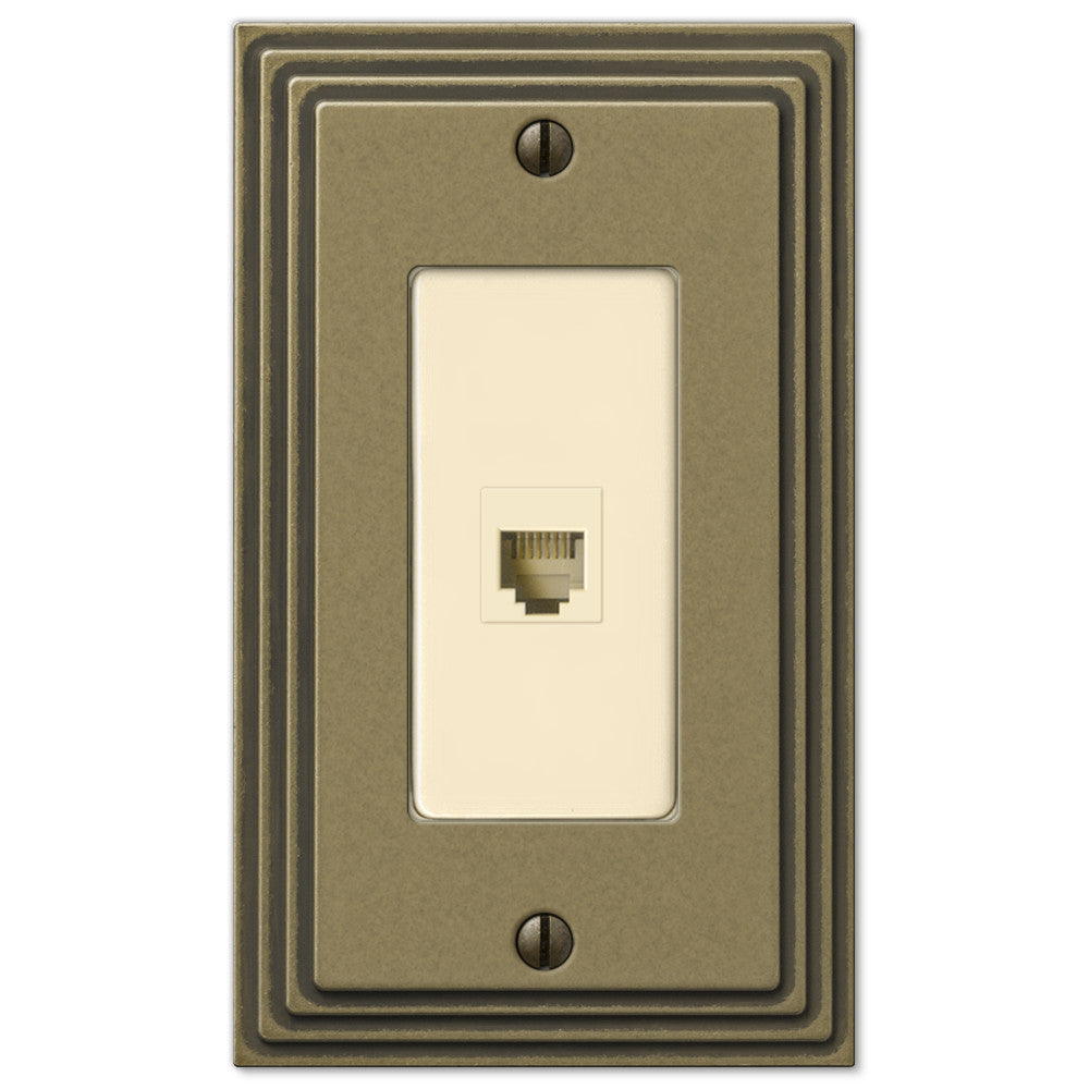 Steps Rustic Brass Cast - 1 Phone Jack Wallplate