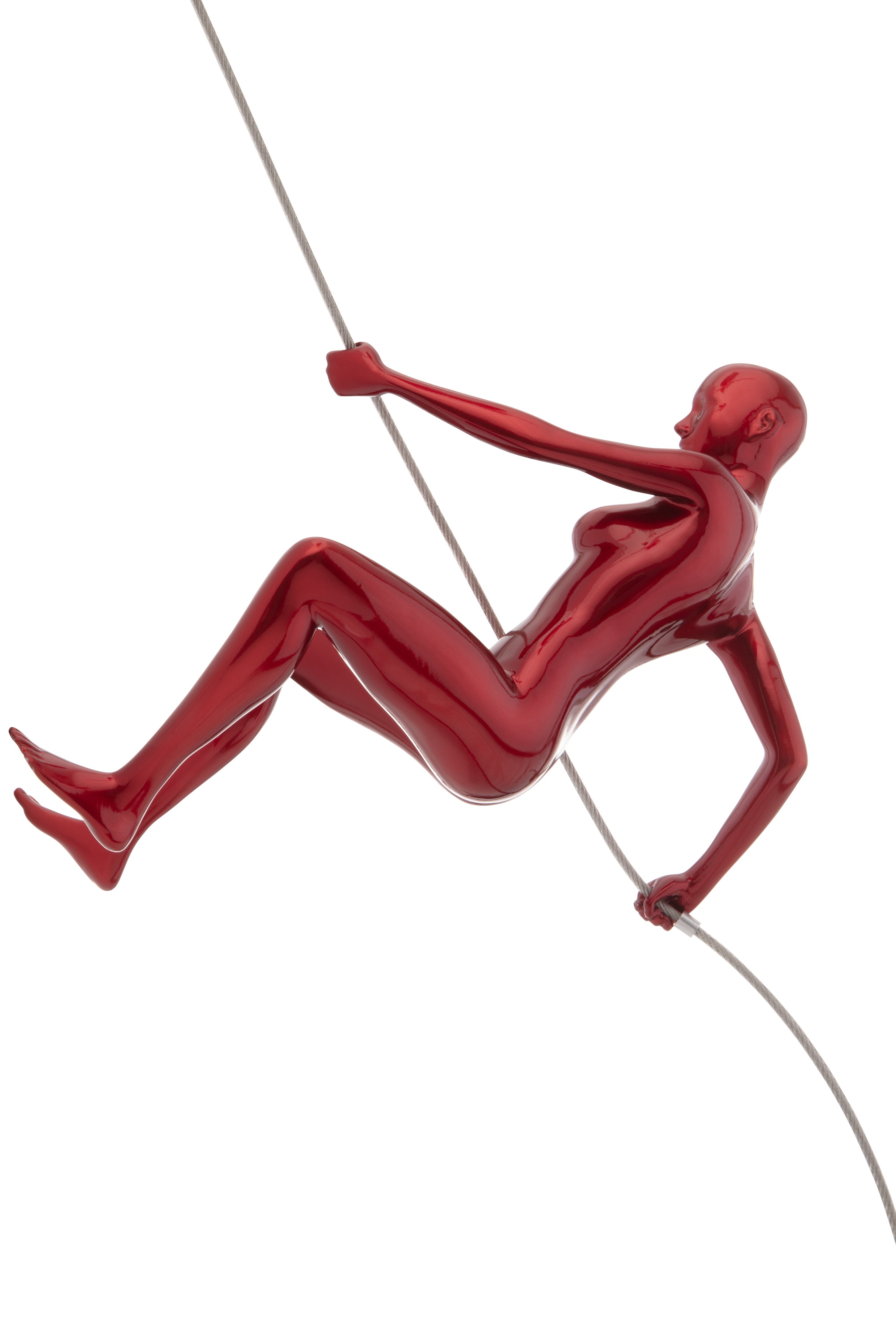 Climbing Woman 8" Wall Sculpture // Metallic Red